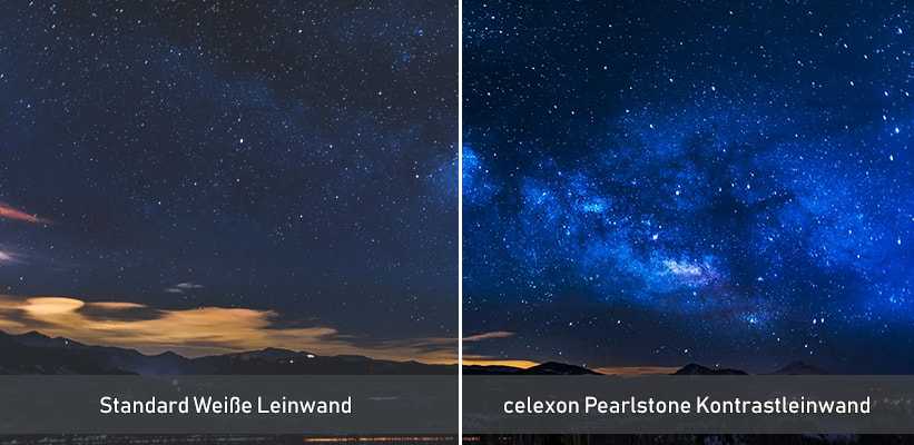 Pearlstone Kontrastleinwand vergleich mit mattweissem Tuch Kontraststeigerung