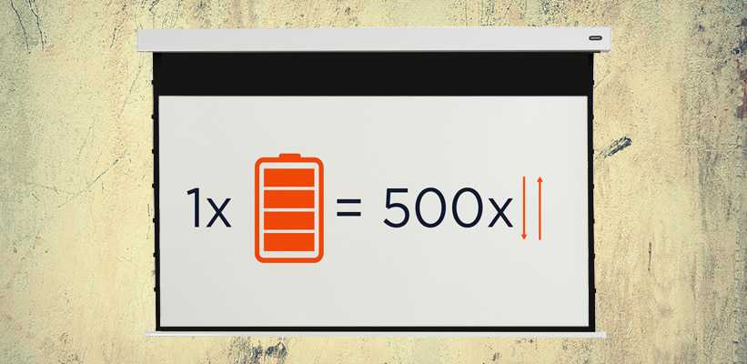 Pearlstone Kontrastleinwand mit Motor und Akku einmal aufladen ca. 500 mal Ausfahren